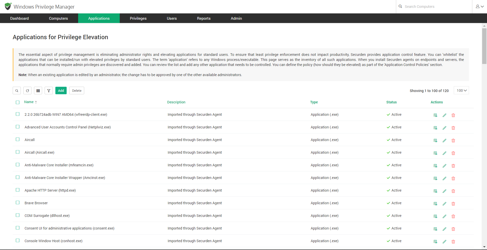 screenshot of EndPoint Privilege Manager
